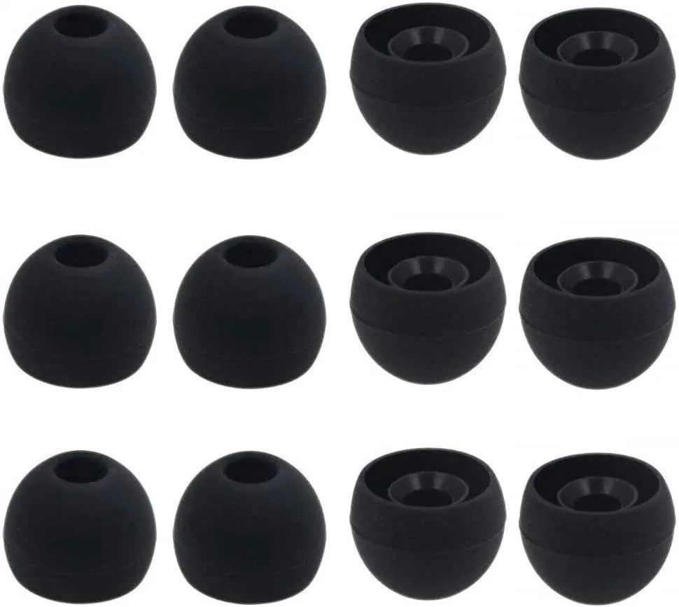 12PCS Medium Size Replacement Ear Tips Earbuds Eartips Ear Caps Ear Bud Tip Compatible with BeatsX, Senso, TOZO, Sony & Other Inner Hole 3.8mm Earbud in-Ear Headphones,Black,M
