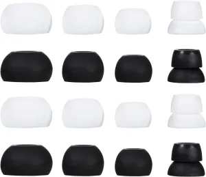 16 Pieces Silicon Replacement Eartips Earbuds Eargels for Powerbeats 1, Powerbeats 2, Powerbeats 3 Wireless Stereo Earphones, 4 Pairs Black & 4 Pairs White (Black & White)