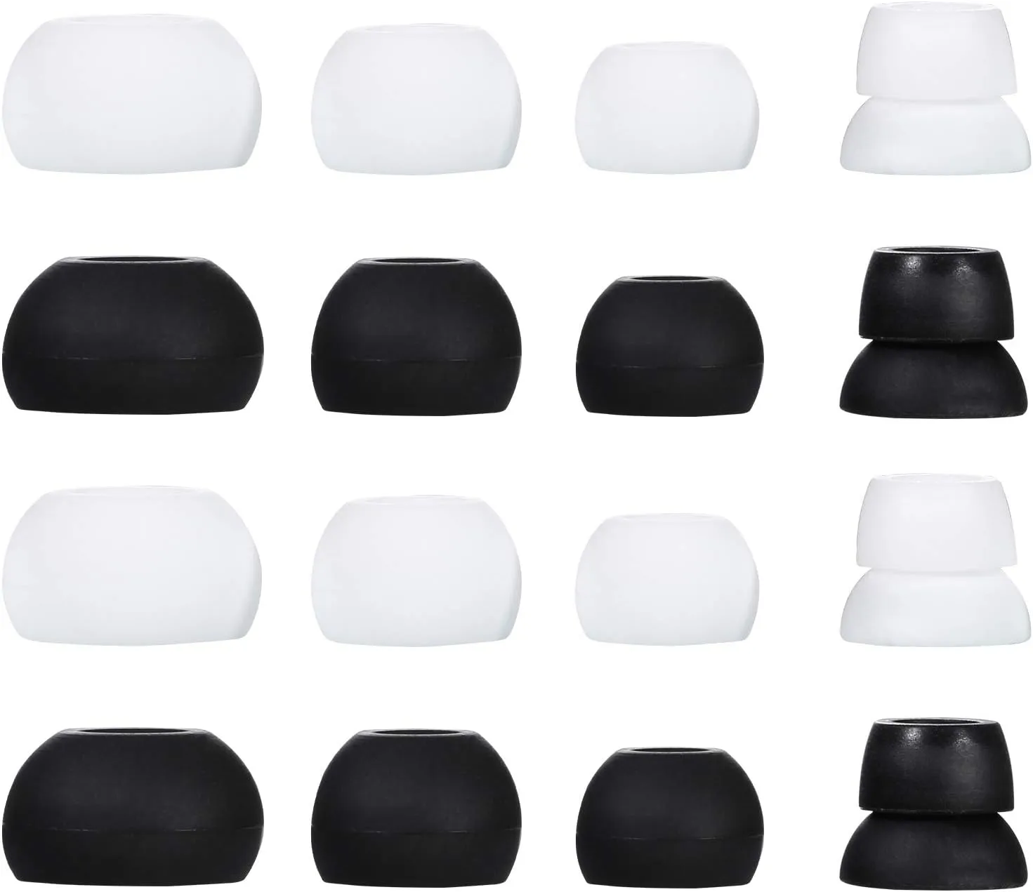 16 Pieces Silicon Replacement Eartips Earbuds Eargels for Powerbeats 1, Powerbeats 2, Powerbeats 3 Wireless Stereo Earphones, 4 Pairs Black & 4 Pairs White (Black & White)