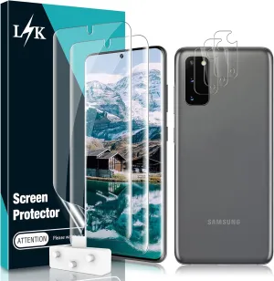 [2 3 Pack] LK Designed for Samsung Galaxy S20 2 Pack Screen Protector & 3 Pack Camera Lens Protector, Alignment Frame High Definition Clear Flexible TPU Film