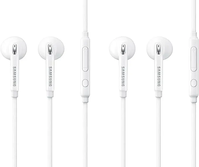 2 Pack OEM Wired 3.5mm White Headset with Microphone, Volume Control, for Samsung Galaxy S10, S10 Plus, S10e, Note 10, A71, A31, S9, S8, S7, S6 Edge  / S5, Galaxy Note 5/4 / Edge (Bulk Packaging)