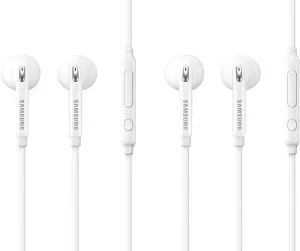 2 Pack OEM Wired 3.5mm White Headset with Microphone, Volume Control, for Samsung Galaxy S10, S10 Plus, S10e, Note 10, A71, A31, S9, S8, S7, S6 Edge  / S5, Galaxy Note 5/4 / Edge (Bulk Packaging)