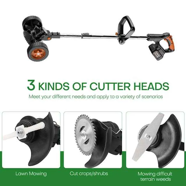 21V Electric Cordless Lawn Grass Weed Wacker Edge Trimmer