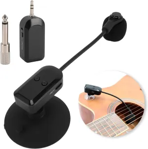 2.4G Cordless Guitar Microphone, Instrument Condenser Pick Up Receiver and Transmitter System for Classical and Acoustic Guitar for Musical Instrument Performance