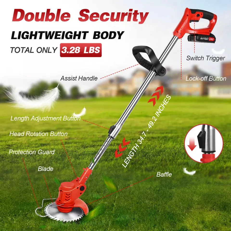 3-in-1 Cordless Electric Lawn Edger, Lightweight Grass & Weed Trimmer