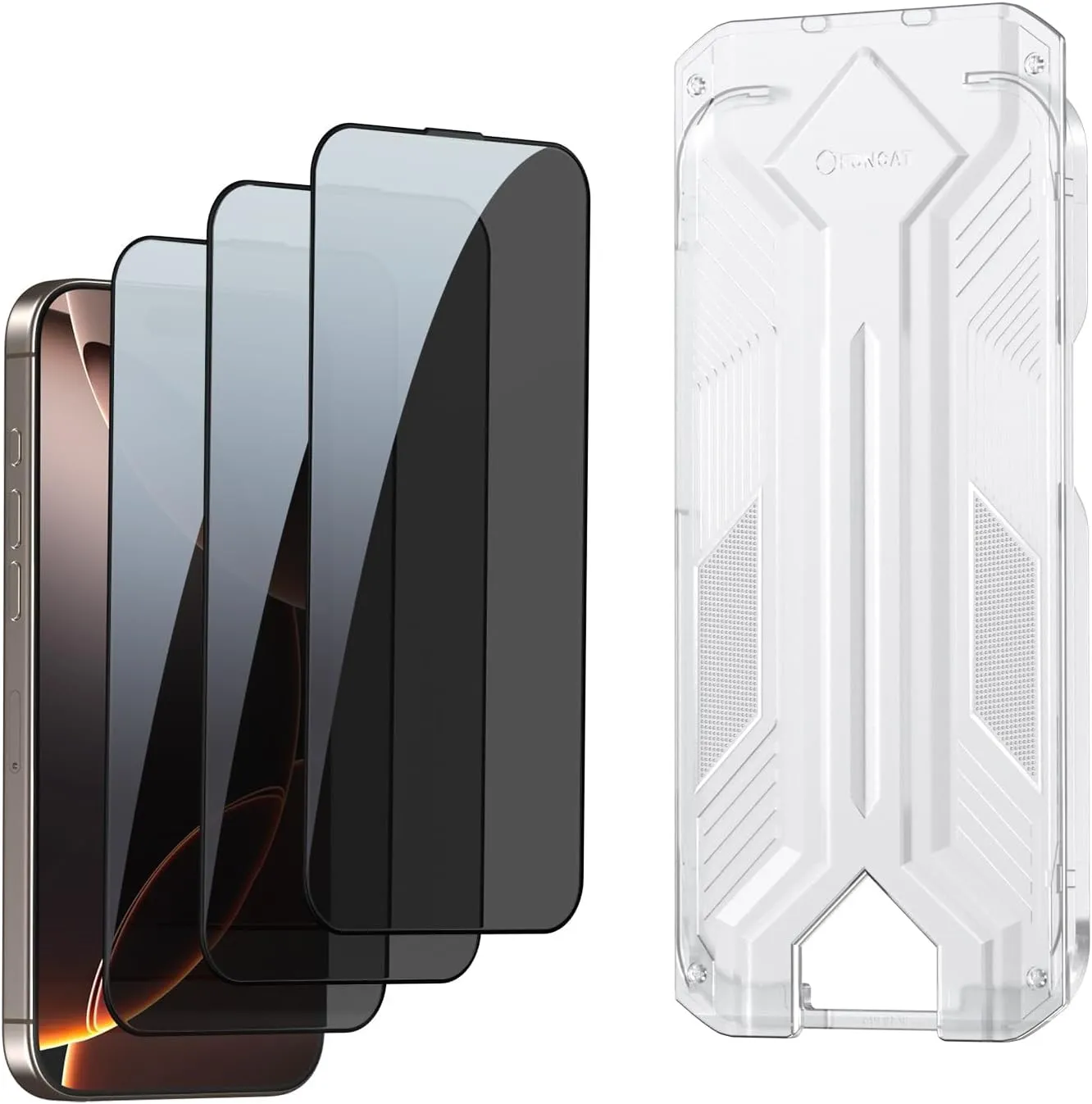 3 Pack for iPhone 16 Pro Privacy Screen Protector Tempered Glass:9H  Durable, Auto Positioning, Bubble Free, High Definition, Easy Installation