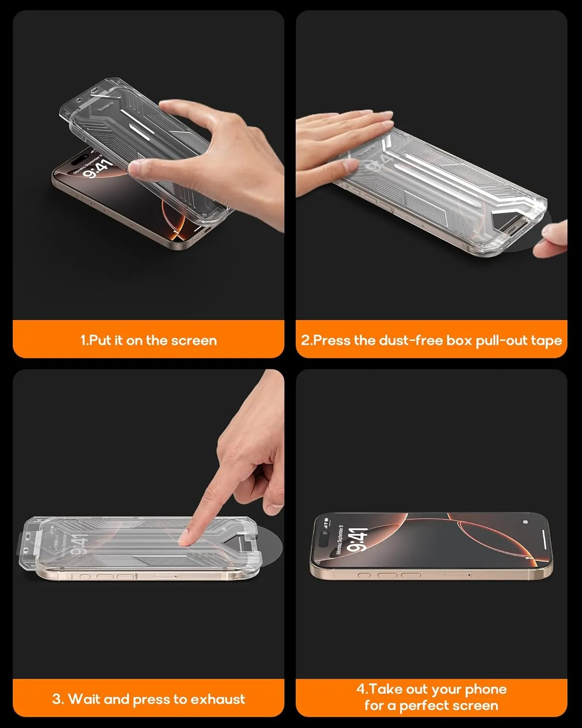 3 Pack for iPhone 16 Pro Privacy Screen Protector Tempered Glass:9H  Durable, Auto Positioning, Bubble Free, High Definition, Easy Installation