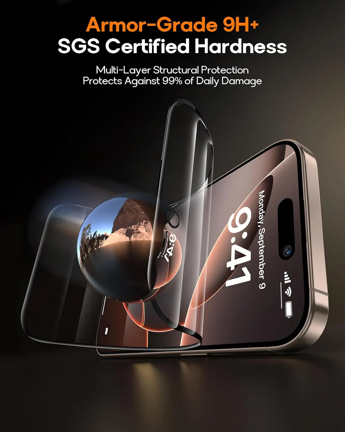 3 Pack for iPhone 16 Pro Privacy Screen Protector Tempered Glass:9H  Durable, Auto Positioning, Bubble Free, High Definition, Easy Installation