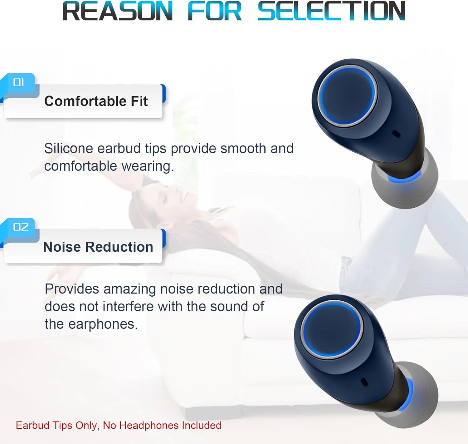 3 Pairs Replacement Silicone Eartips Earbuds Eargels Compatible with JBL TUNE120 T125TWS T120TWS Earphones