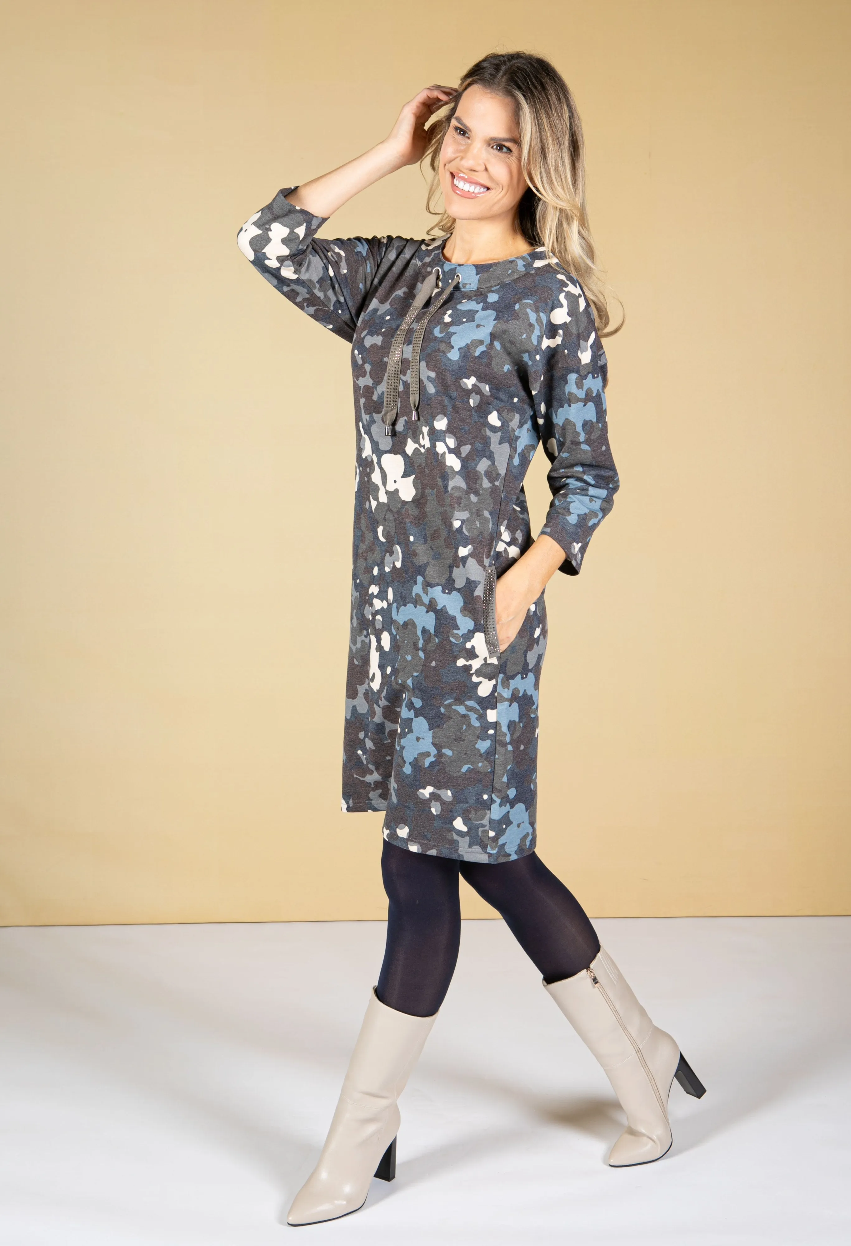 3/4 Sleeve Midi Jumper Dress