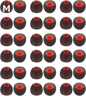 36 Pcs Medium Size Earbuds Ear Tips Replacement Tips Earbuds Cap Silicone Eartips Compatible with 1000xm4 1000xm5 Sony/Beats/AKG/KZ etc. in-Ear Earphones, 18 Pairs M Size,Black-Red (42118PBRM)