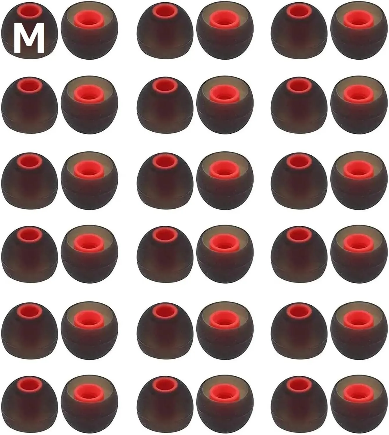 36 Pcs Medium Size Earbuds Ear Tips Replacement Tips Earbuds Cap Silicone Eartips Compatible with 1000xm4 1000xm5 Sony/Beats/AKG/KZ etc. in-Ear Earphones, 18 Pairs M Size,Black-Red (42118PBRM)