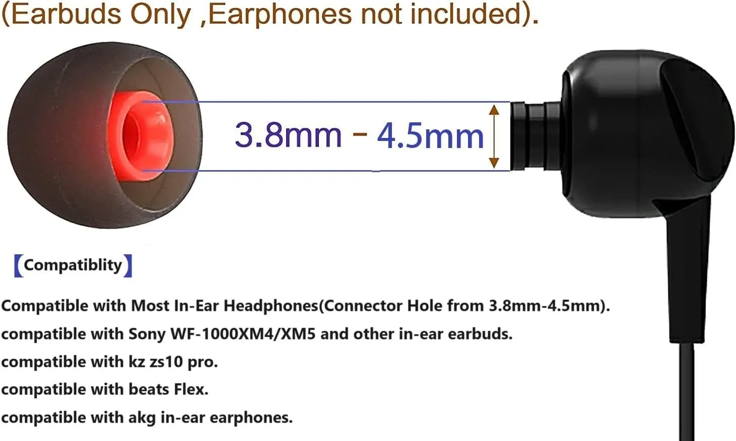 36 Pcs Medium Size Earbuds Ear Tips Replacement Tips Earbuds Cap Silicone Eartips Compatible with 1000xm4 1000xm5 Sony/Beats/AKG/KZ etc. in-Ear Earphones, 18 Pairs M Size,Black-Red (42118PBRM)