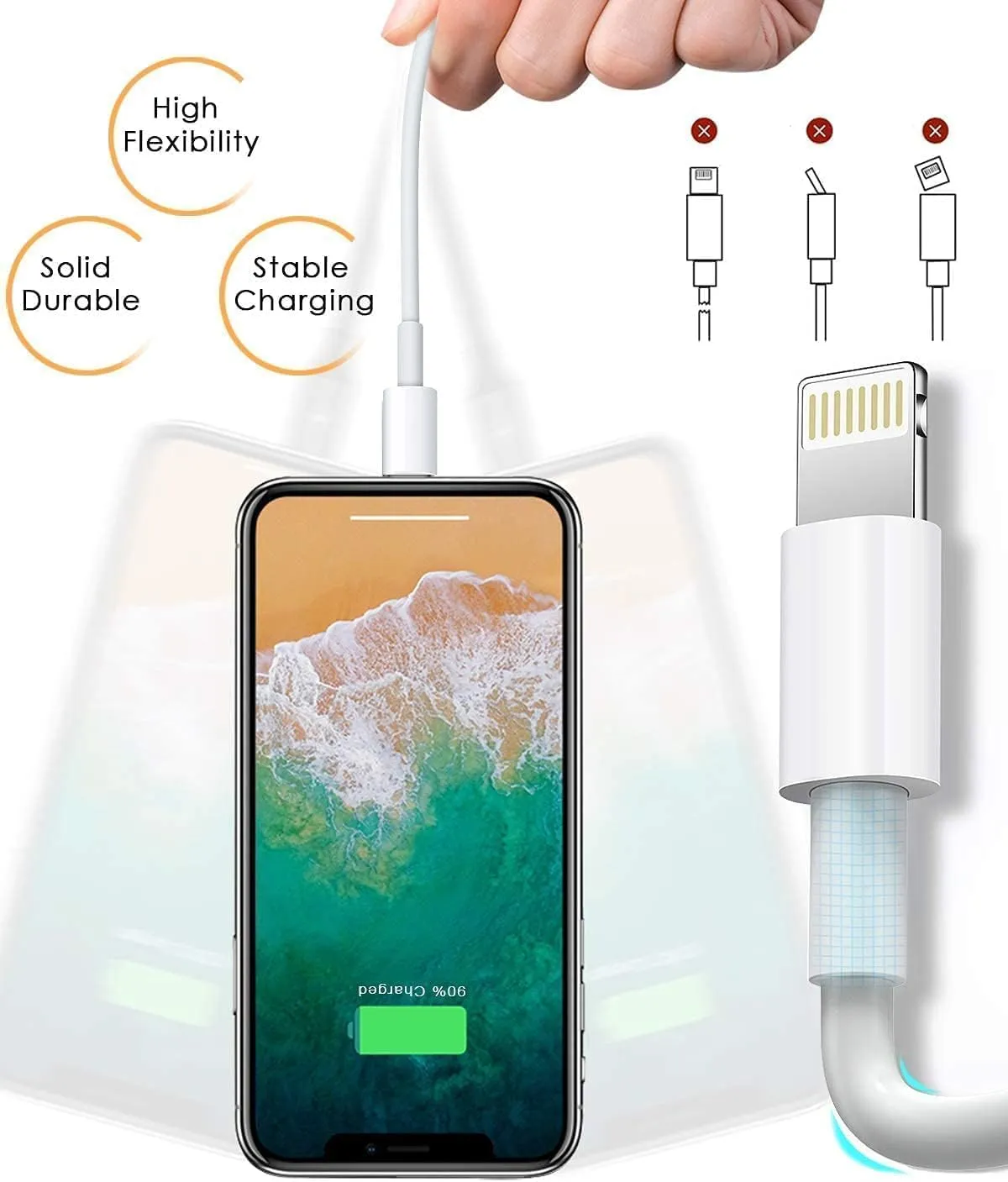 4 Pack [Apple MFi Certified] Apple Charging Cables 6ft, iPhone Chargers, Lightning Fast iPhone Charging Cord for iPhone 12/11/11Pro/11Max/ X/XS/XR/XS Max/8/7, ipad(White)