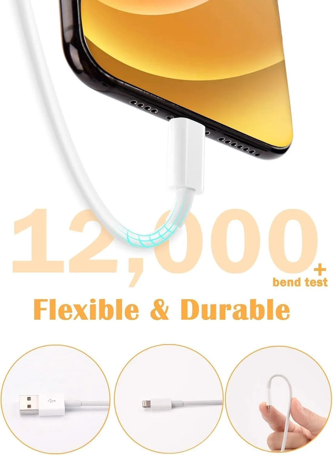 4 Pack [Apple MFi Certified] Apple Charging Cables 6ft, iPhone Chargers, Lightning Fast iPhone Charging Cord for iPhone 12/11/11Pro/11Max/ X/XS/XR/XS Max/8/7, ipad(White)