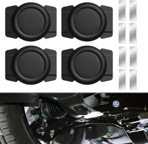 4Pcs Hidden Magnetic Airtag Holder, Black Silicone Convenient Find Quickly Anti-Loss Airtag Case with Self-Adhesive Metal Sheet Suitable for Laptop Car Bike Metal Surfaces