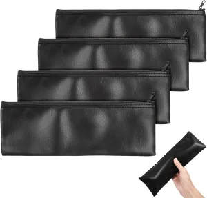 4pcs Mic Storage Bag PU Leather Carry Case with Zipper Durable Stylish Universal Fit for Most Microphones Ideal for KTV, Home Studio, Live Performances, for Musicians,Singers