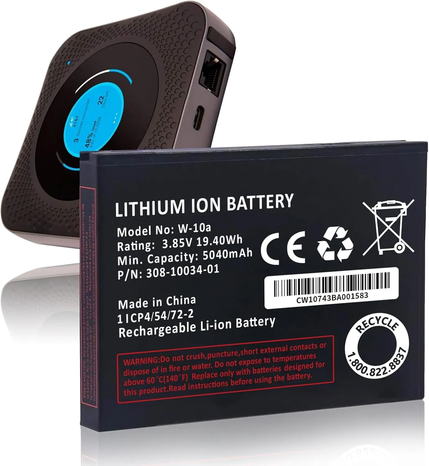 5040mAh W-10a Battery, 0 Cycle High Capacity Replacement Battery for Netgear MR1100 AT&T Nighthawk M1 LTE Mobile Hotspot Router Netgear (W-10 = W-10a)