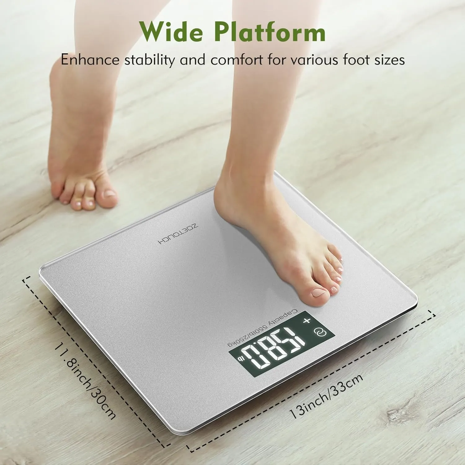 550lb Scale for Body Weight with BMI Bluetooth Digital Bathroom Weighing Machine Over 500lb Work with Smart APP, Extra High Capacity Scale with Beep Sound Large LCD Display Wide Platform
