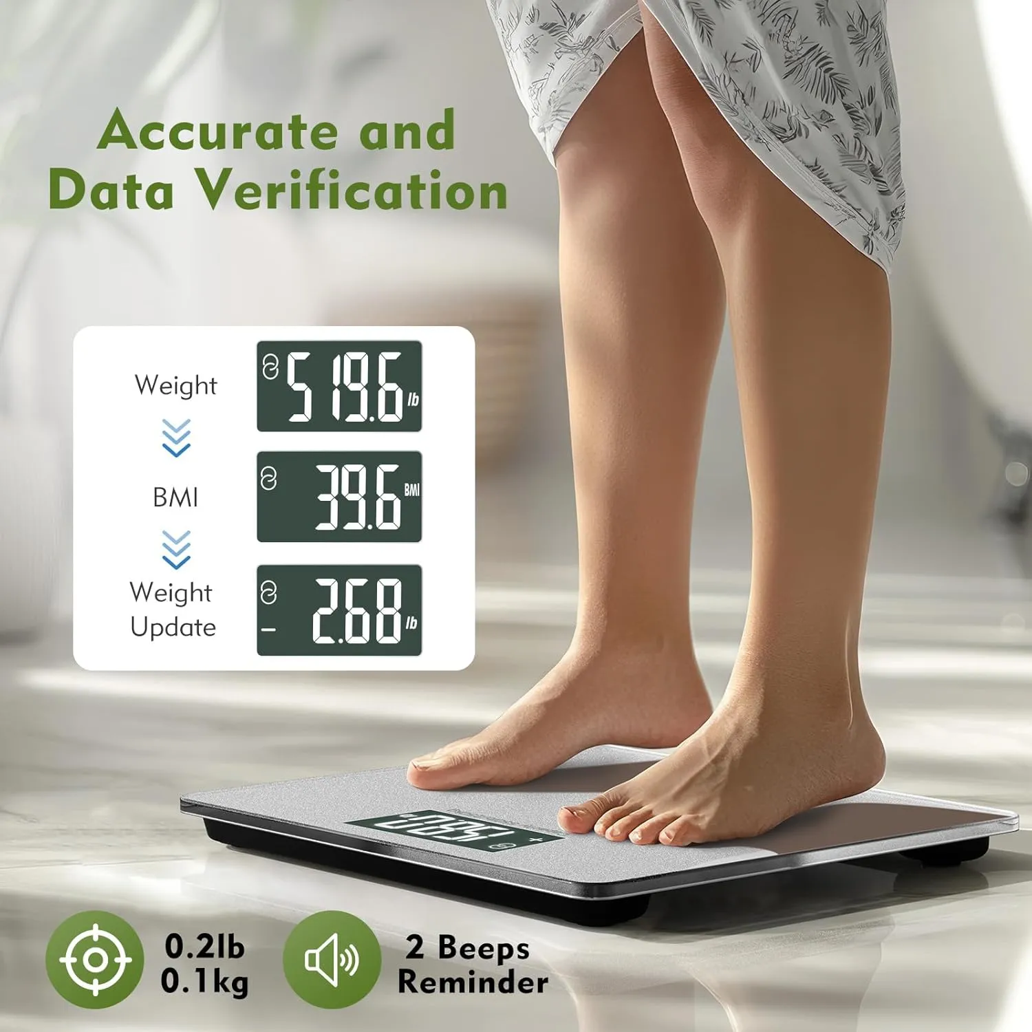 550lb Scale for Body Weight with BMI Bluetooth Digital Bathroom Weighing Machine Over 500lb Work with Smart APP, Extra High Capacity Scale with Beep Sound Large LCD Display Wide Platform