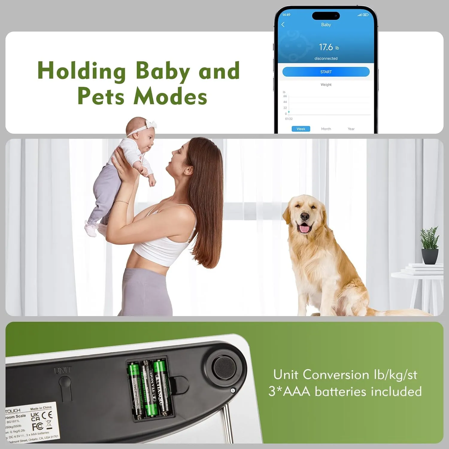 550lb Scale for Body Weight with BMI Bluetooth Digital Bathroom Weighing Machine Over 500lb Work with Smart APP, Extra High Capacity Scale with Beep Sound Large LCD Display Wide Platform