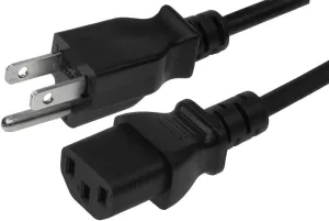6 Feet (2 Meters) 14AWG Heavy Duty 3 Prong Monitor (Universal Power Cord) Computer Power Cord 6ft (2M) 3 Conductor (IEC320 C13 to NEMA 5-15P) 15 Amp AC Power Cable CNE593715 (3 Pack)