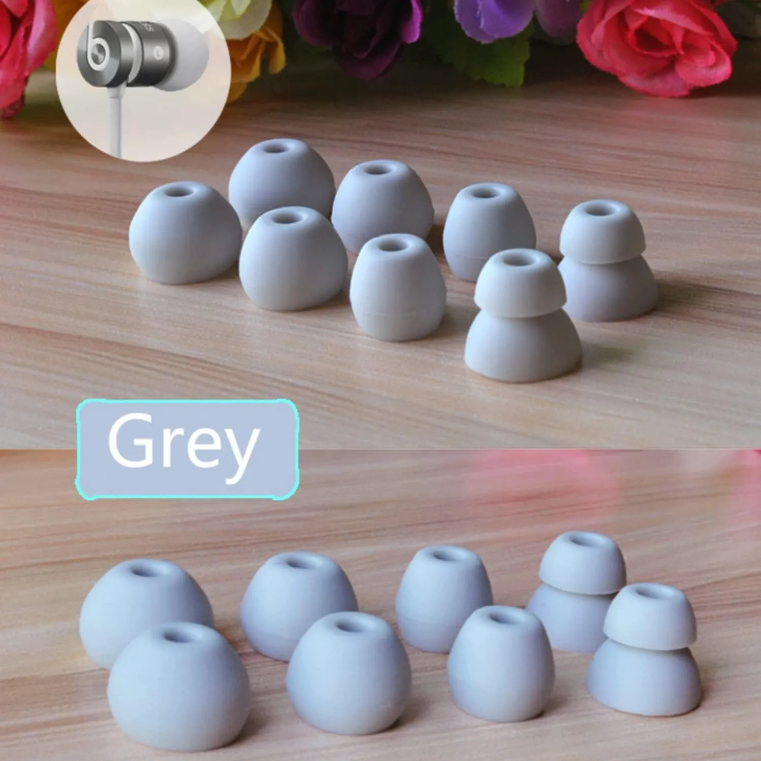 8pcs Replacement Earbuds Eartips for Monster Beats Dr. Dre Urbeats Urbeats 2.0 Tour 2.0 Stereo Earphones (Grey)