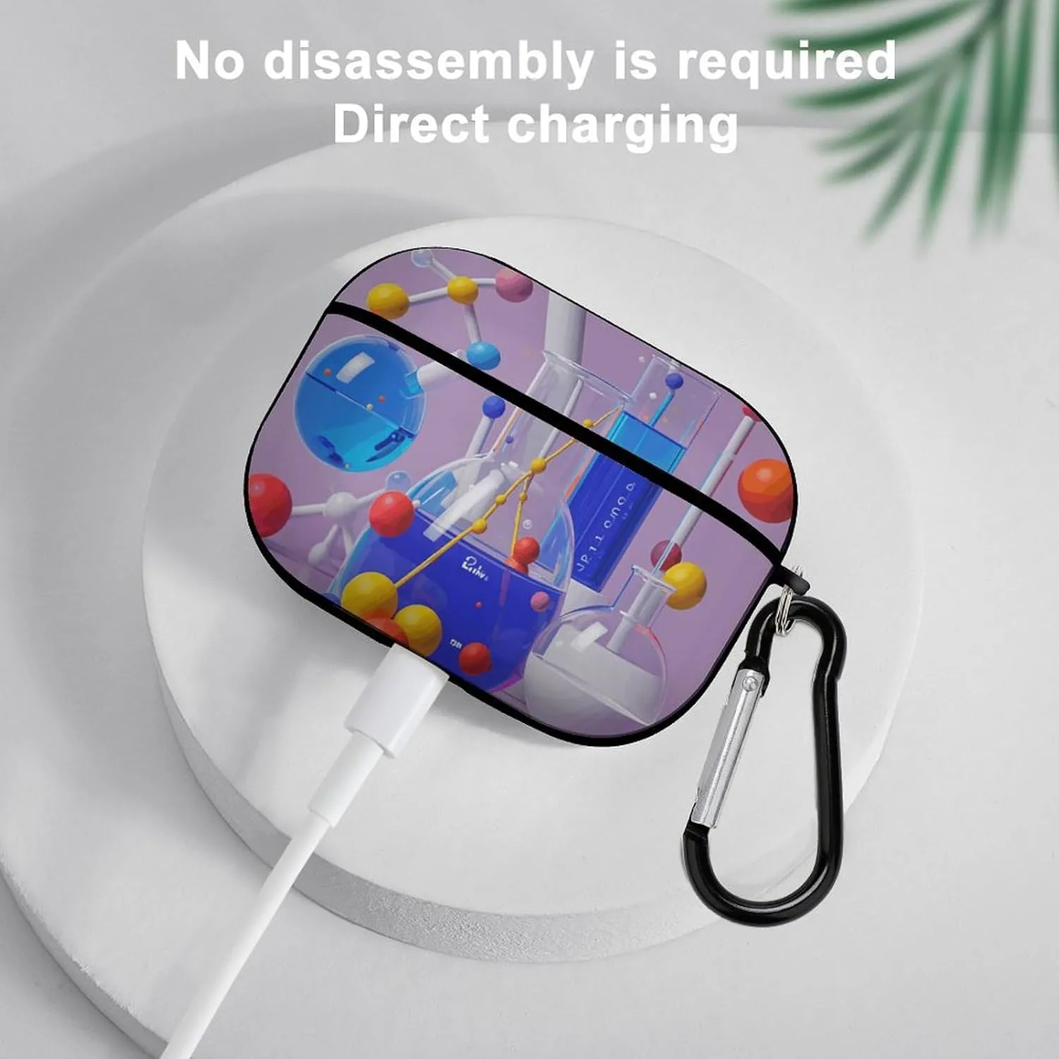 Airpods Pro Case for (2nd/1st Gen), Abstract Science Chemistry Illustration Airpods Pro 2 Cover, Earpods Case with Durable Carabiner, Earbud Cases Supports Wireless Charging Durable and Shockproof