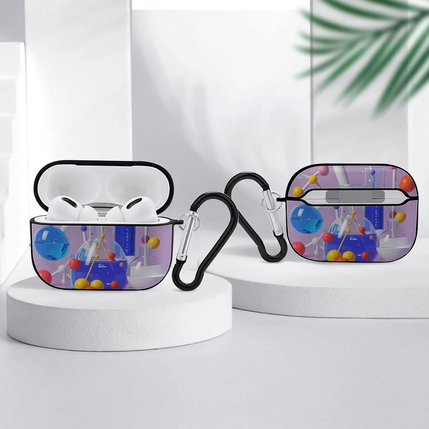 Airpods Pro Case for (2nd/1st Gen), Abstract Science Chemistry Illustration Airpods Pro 2 Cover, Earpods Case with Durable Carabiner, Earbud Cases Supports Wireless Charging Durable and Shockproof