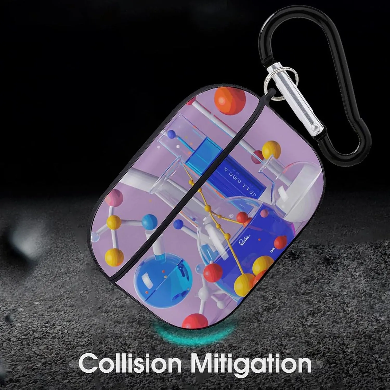 Airpods Pro Case for (2nd/1st Gen), Abstract Science Chemistry Illustration Airpods Pro 2 Cover, Earpods Case with Durable Carabiner, Earbud Cases Supports Wireless Charging Durable and Shockproof