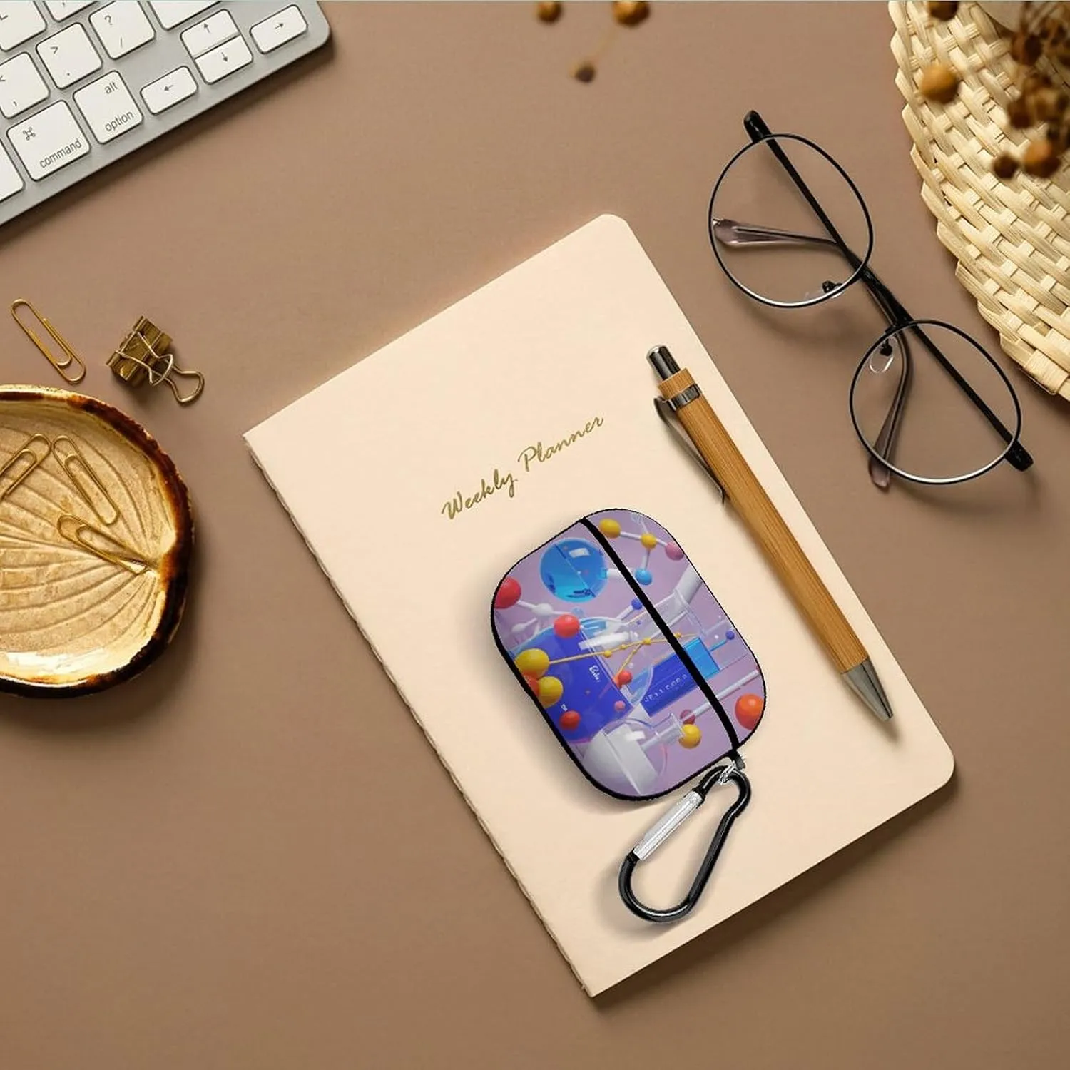 Airpods Pro Case for (2nd/1st Gen), Abstract Science Chemistry Illustration Airpods Pro 2 Cover, Earpods Case with Durable Carabiner, Earbud Cases Supports Wireless Charging Durable and Shockproof