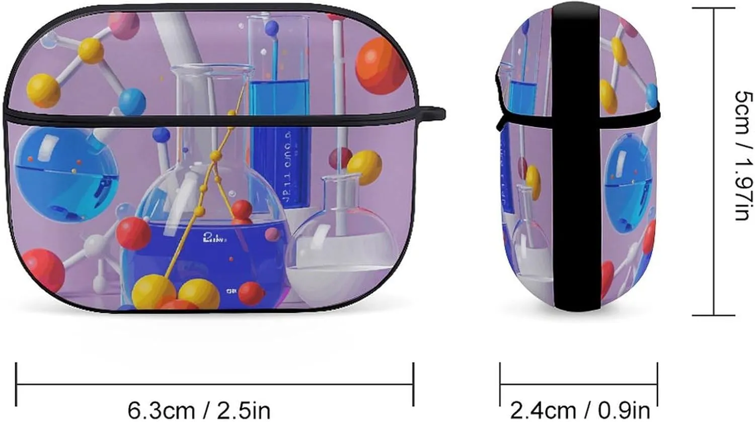 Airpods Pro Case for (2nd/1st Gen), Abstract Science Chemistry Illustration Airpods Pro 2 Cover, Earpods Case with Durable Carabiner, Earbud Cases Supports Wireless Charging Durable and Shockproof