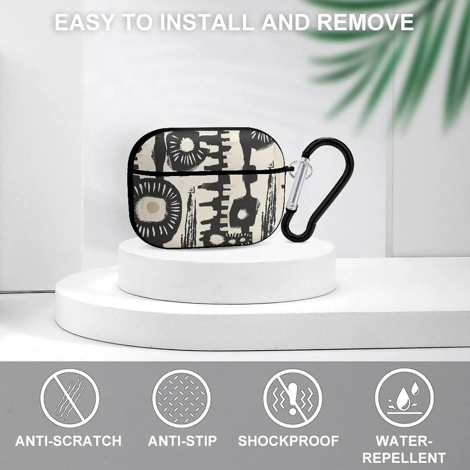 Airpods Pro Case for (2nd/1st Gen), African Print Design Airpods Pro 2 Cover, Earpods Case with Durable Carabiner, Earbud Cases Supports Wireless Charging Durable and Shockproof
