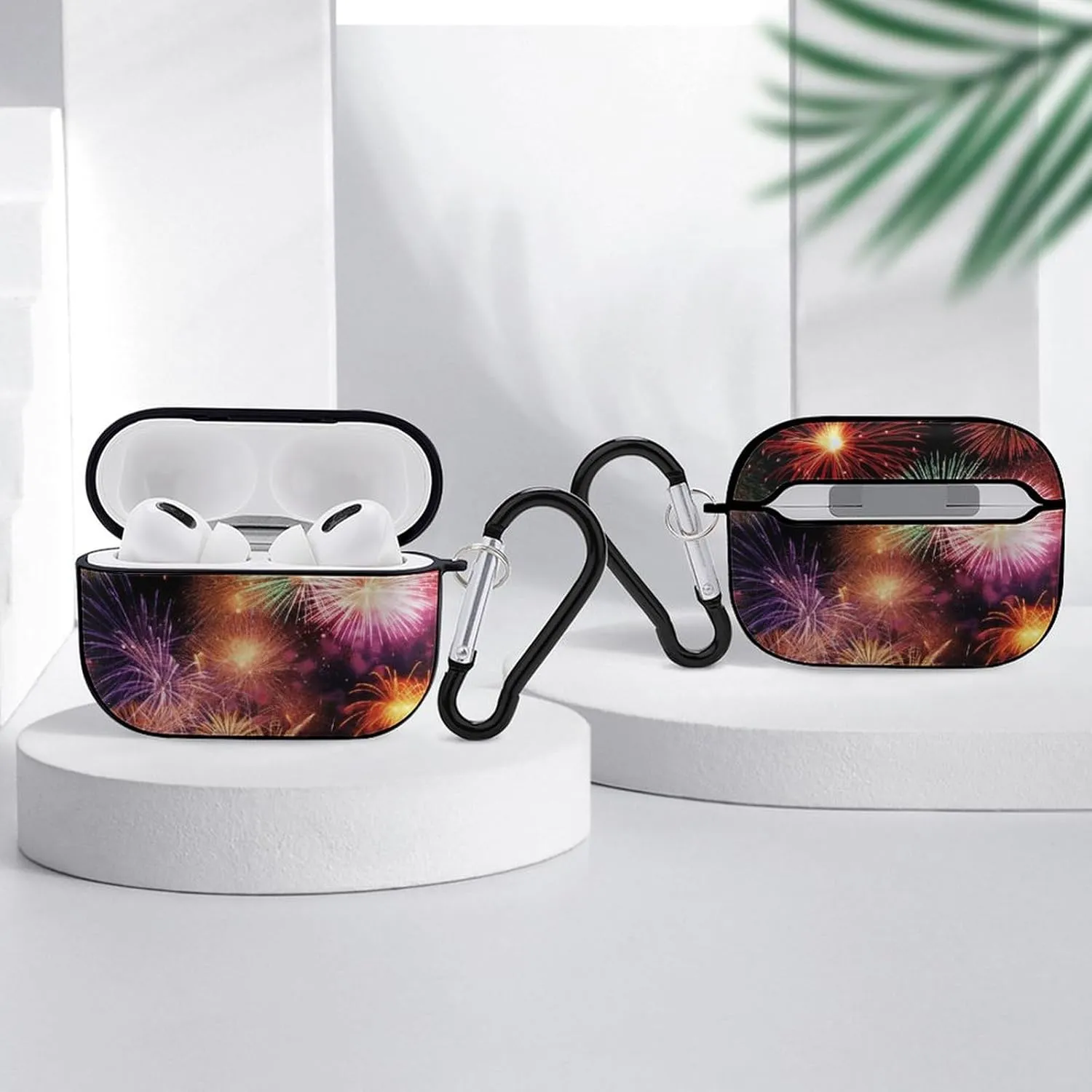 Airpods Pro Case for (2nd/1st Gen), Beautiful Fireworks Airpods Pro 2 Cover, Earpods Case with Durable Carabiner, Earbud Cases Supports Wireless Charging Durable and Shockproof