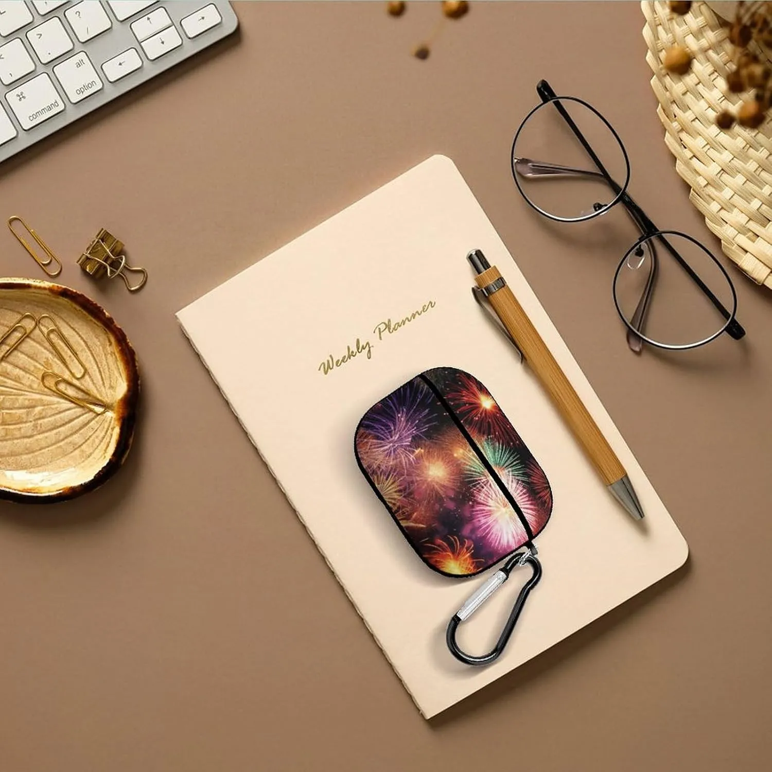 Airpods Pro Case for (2nd/1st Gen), Beautiful Fireworks Airpods Pro 2 Cover, Earpods Case with Durable Carabiner, Earbud Cases Supports Wireless Charging Durable and Shockproof