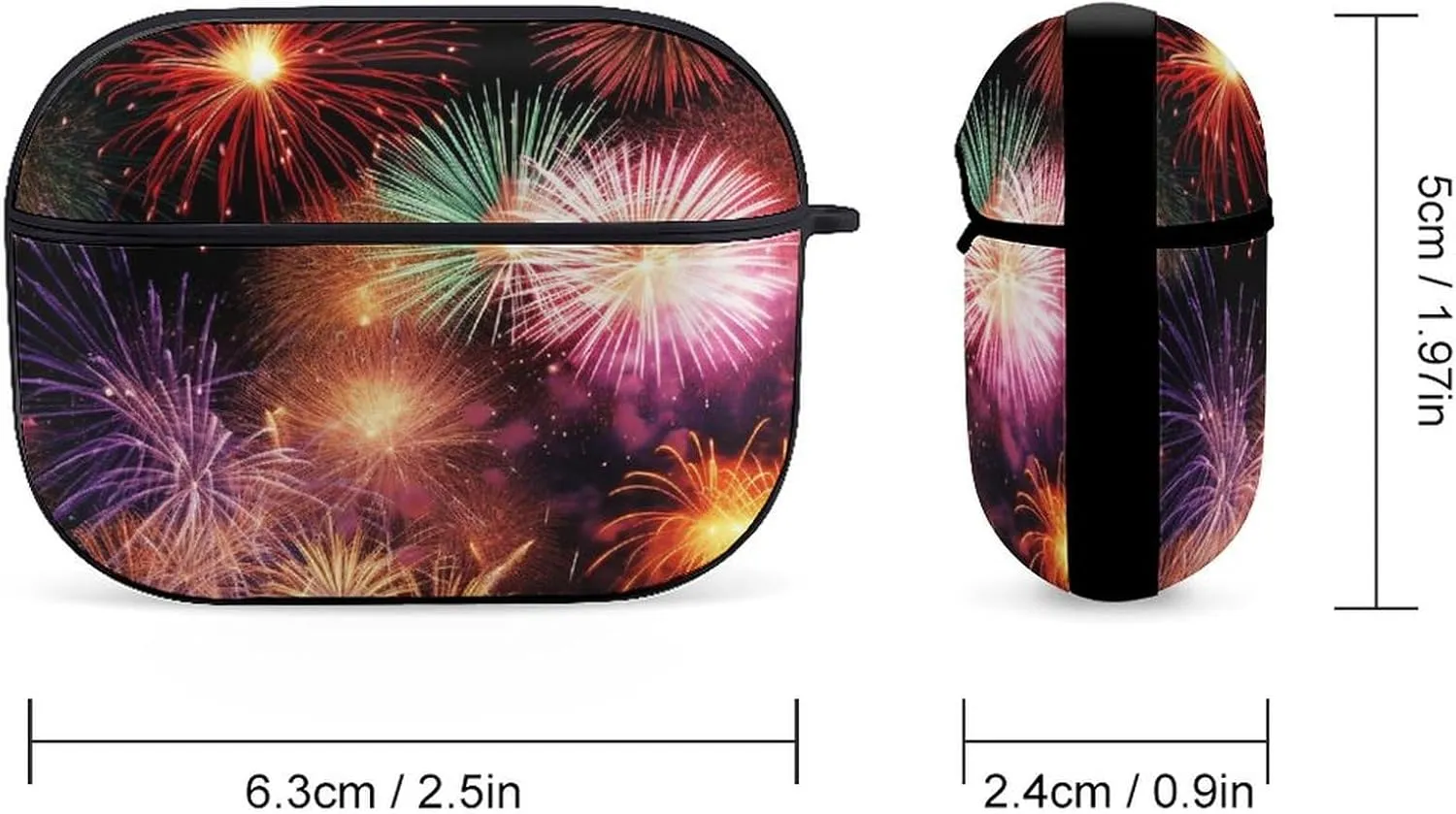 Airpods Pro Case for (2nd/1st Gen), Beautiful Fireworks Airpods Pro 2 Cover, Earpods Case with Durable Carabiner, Earbud Cases Supports Wireless Charging Durable and Shockproof