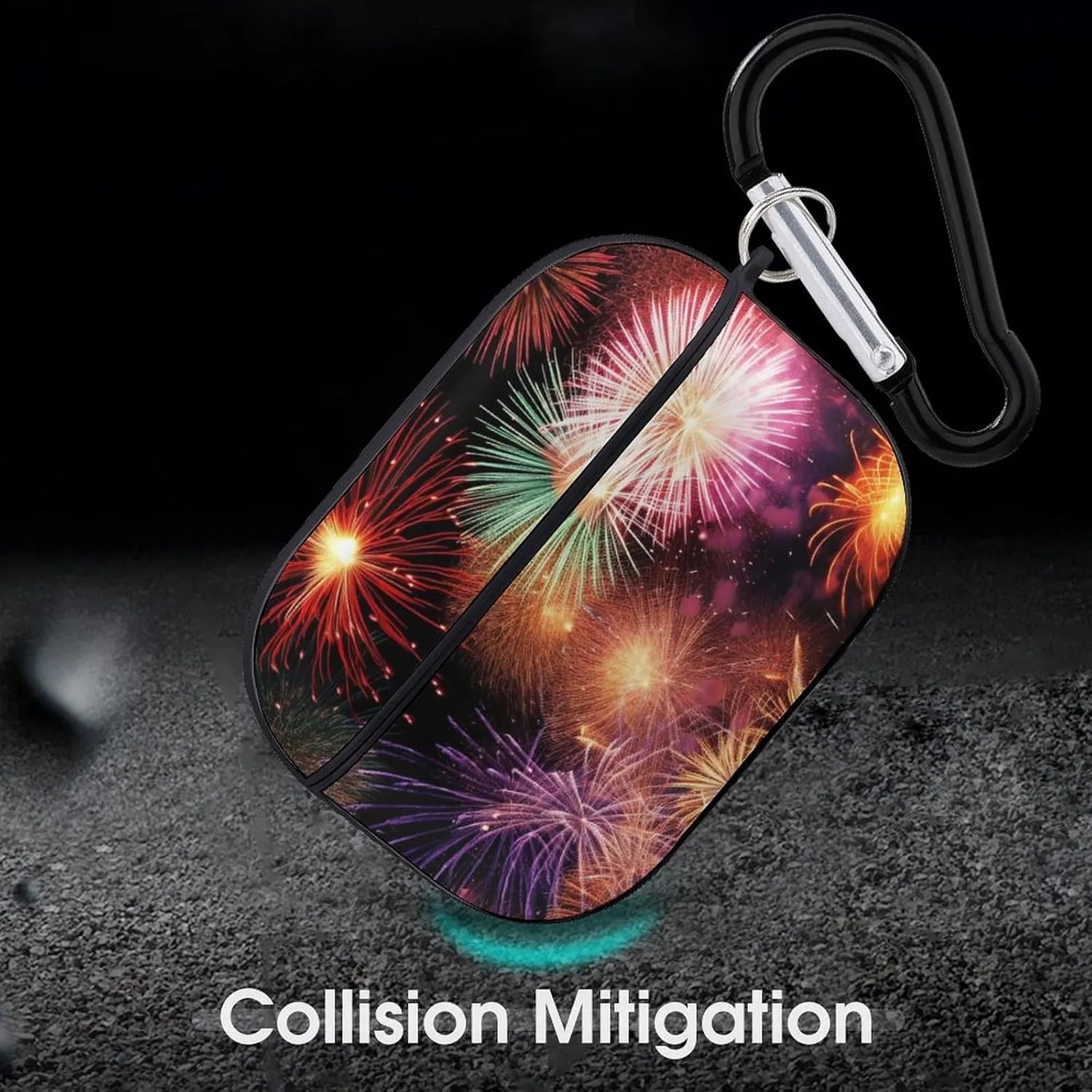 Airpods Pro Case for (2nd/1st Gen), Beautiful Fireworks Airpods Pro 2 Cover, Earpods Case with Durable Carabiner, Earbud Cases Supports Wireless Charging Durable and Shockproof