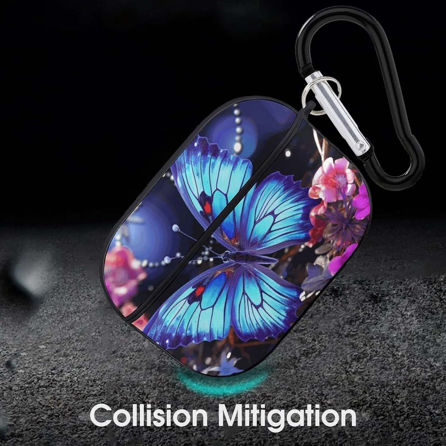 Airpods Pro Case for (2nd/1st Gen), Beauty Butterfly Airpods Pro 2 Cover, Earpods Case with Durable Carabiner, Earbud Cases Supports Wireless Charging Durable and Shockproof
