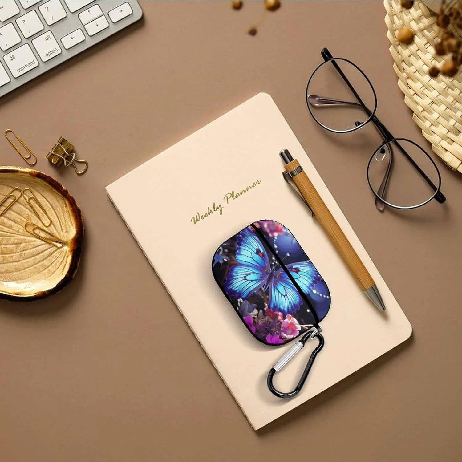 Airpods Pro Case for (2nd/1st Gen), Beauty Butterfly Airpods Pro 2 Cover, Earpods Case with Durable Carabiner, Earbud Cases Supports Wireless Charging Durable and Shockproof