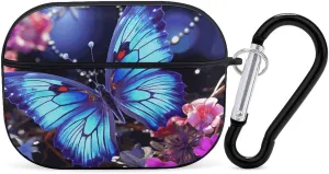 Airpods Pro Case for (2nd/1st Gen), Beauty Butterfly Airpods Pro 2 Cover, Earpods Case with Durable Carabiner, Earbud Cases Supports Wireless Charging Durable and Shockproof