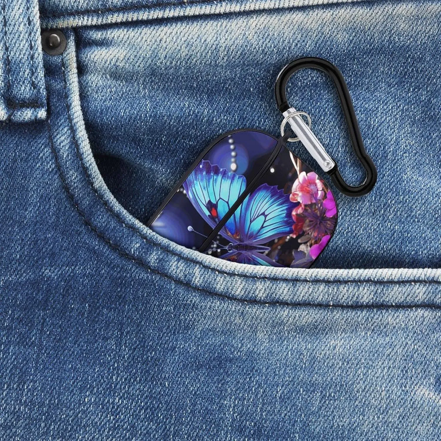 Airpods Pro Case for (2nd/1st Gen), Beauty Butterfly Airpods Pro 2 Cover, Earpods Case with Durable Carabiner, Earbud Cases Supports Wireless Charging Durable and Shockproof