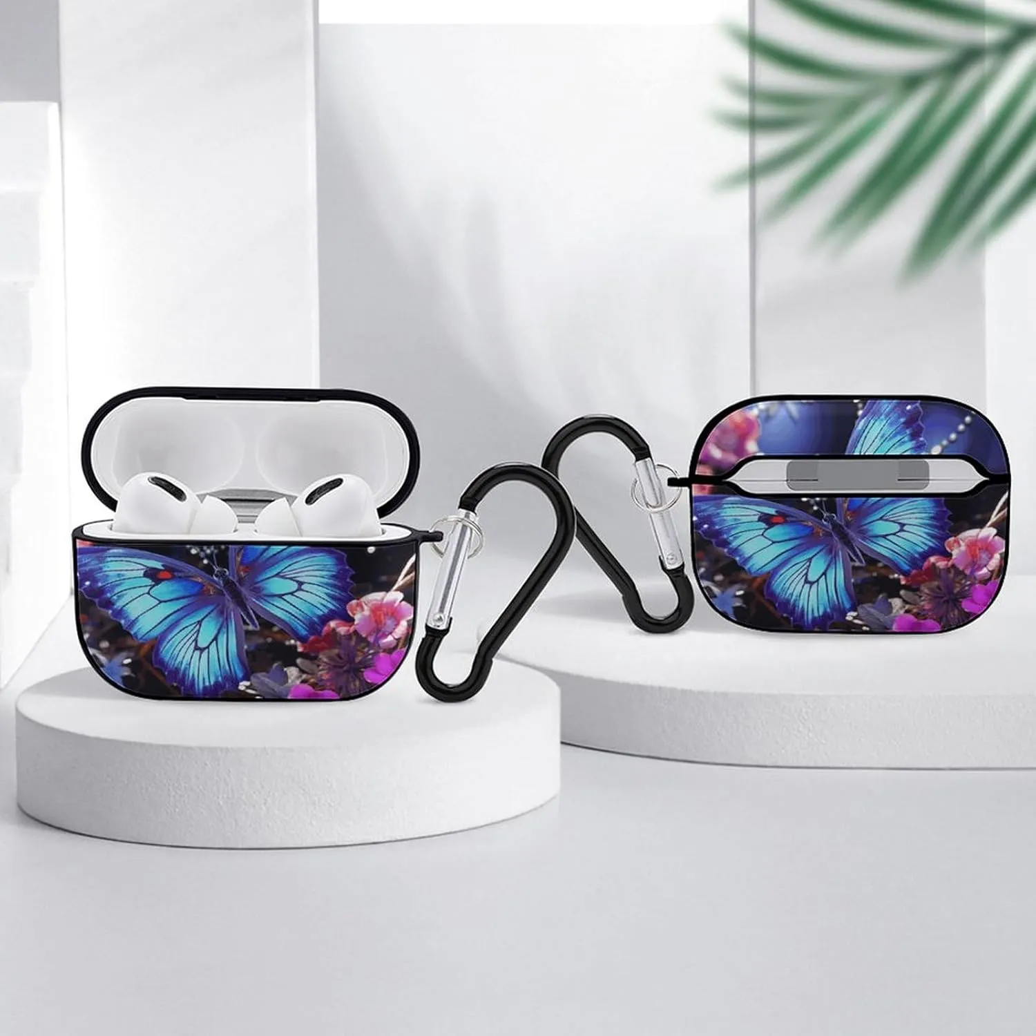 Airpods Pro Case for (2nd/1st Gen), Beauty Butterfly Airpods Pro 2 Cover, Earpods Case with Durable Carabiner, Earbud Cases Supports Wireless Charging Durable and Shockproof