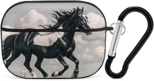 Airpods Pro Case for (2nd/1st Gen), Black and White Horses Running Airpods Pro 2 Cover, Earpods Case with Durable Carabiner, Earbud Cases Supports Wireless Charging Durable and Shockproof