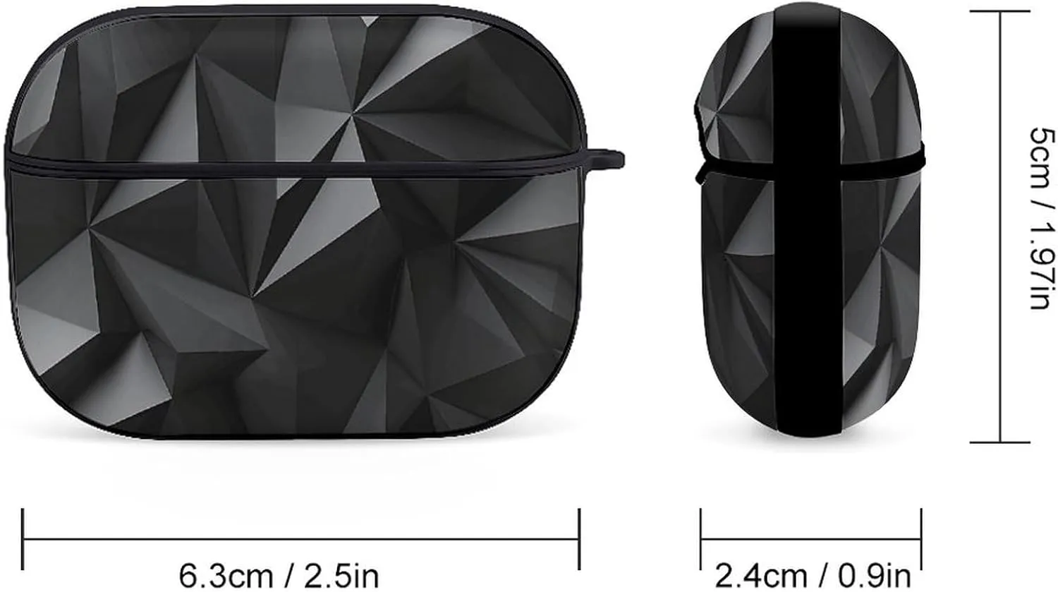 Airpods Pro Case for (2nd/1st Gen), Black Geometric Airpods Pro 2 Cover, Earpods Case with Durable Carabiner, Earbud Cases Supports Wireless Charging Durable and Shockproof