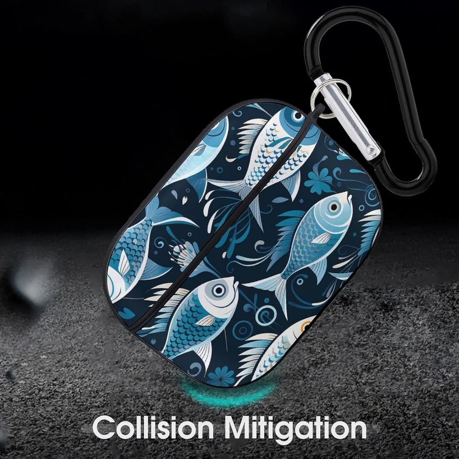 Airpods Pro Case for (2nd/1st Gen), Cartoon Fish Print Airpods Pro 2 Cover, Earpods Case with Durable Carabiner, Earbud Cases Supports Wireless Charging Durable and Shockproof
