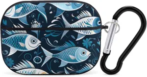 Airpods Pro Case for (2nd/1st Gen), Cartoon Fish Print Airpods Pro 2 Cover, Earpods Case with Durable Carabiner, Earbud Cases Supports Wireless Charging Durable and Shockproof