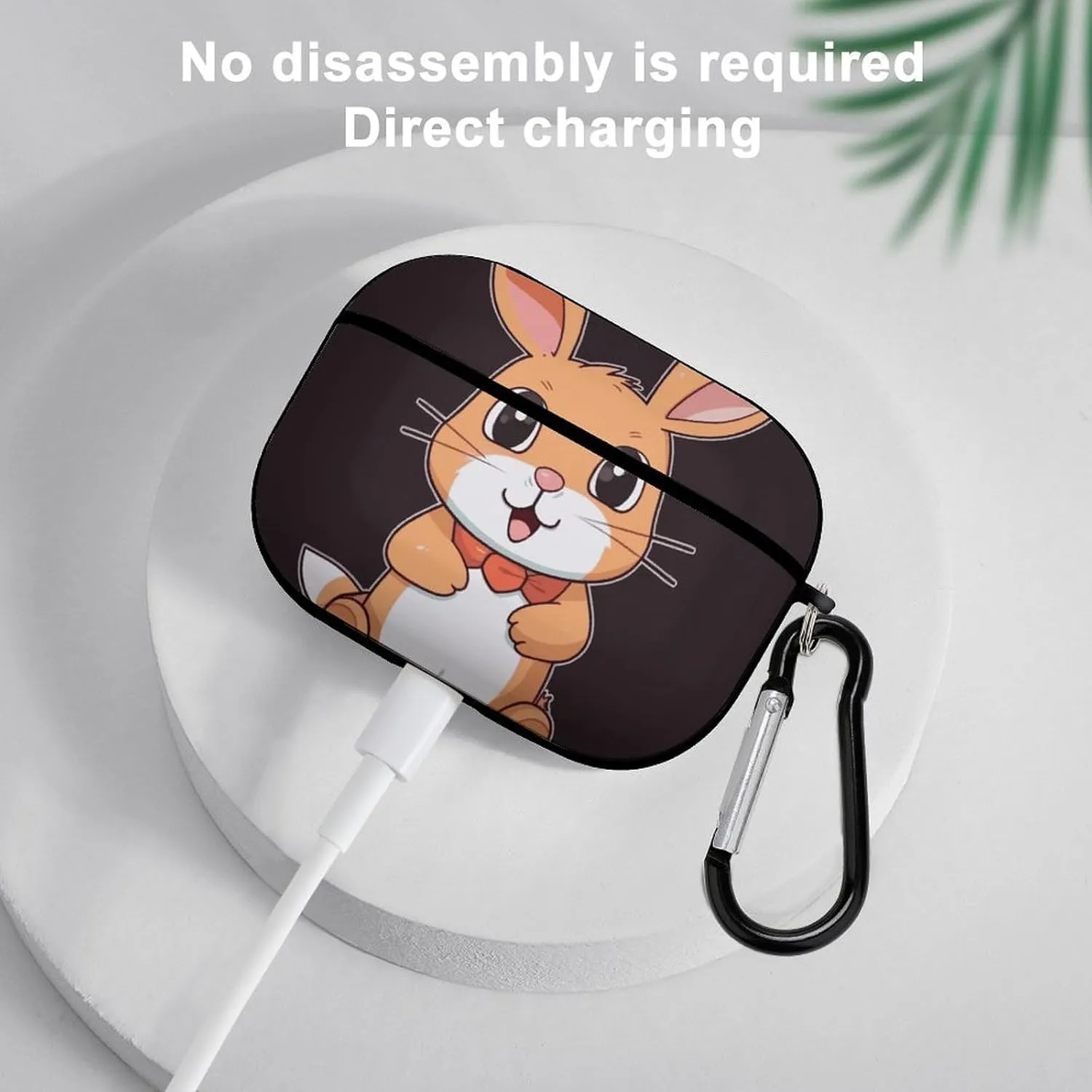 Airpods Pro Case for (2nd/1st Gen), Cute Cartoon Rabbit Airpods Pro 2 Cover, Earpods Case with Durable Carabiner, Earbud Cases Supports Wireless Charging Durable and Shockproof