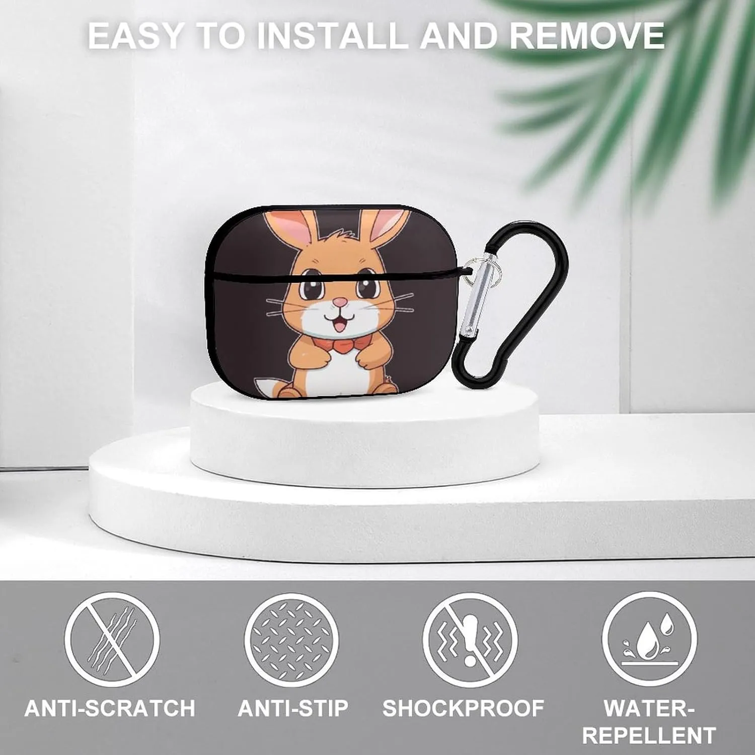 Airpods Pro Case for (2nd/1st Gen), Cute Cartoon Rabbit Airpods Pro 2 Cover, Earpods Case with Durable Carabiner, Earbud Cases Supports Wireless Charging Durable and Shockproof