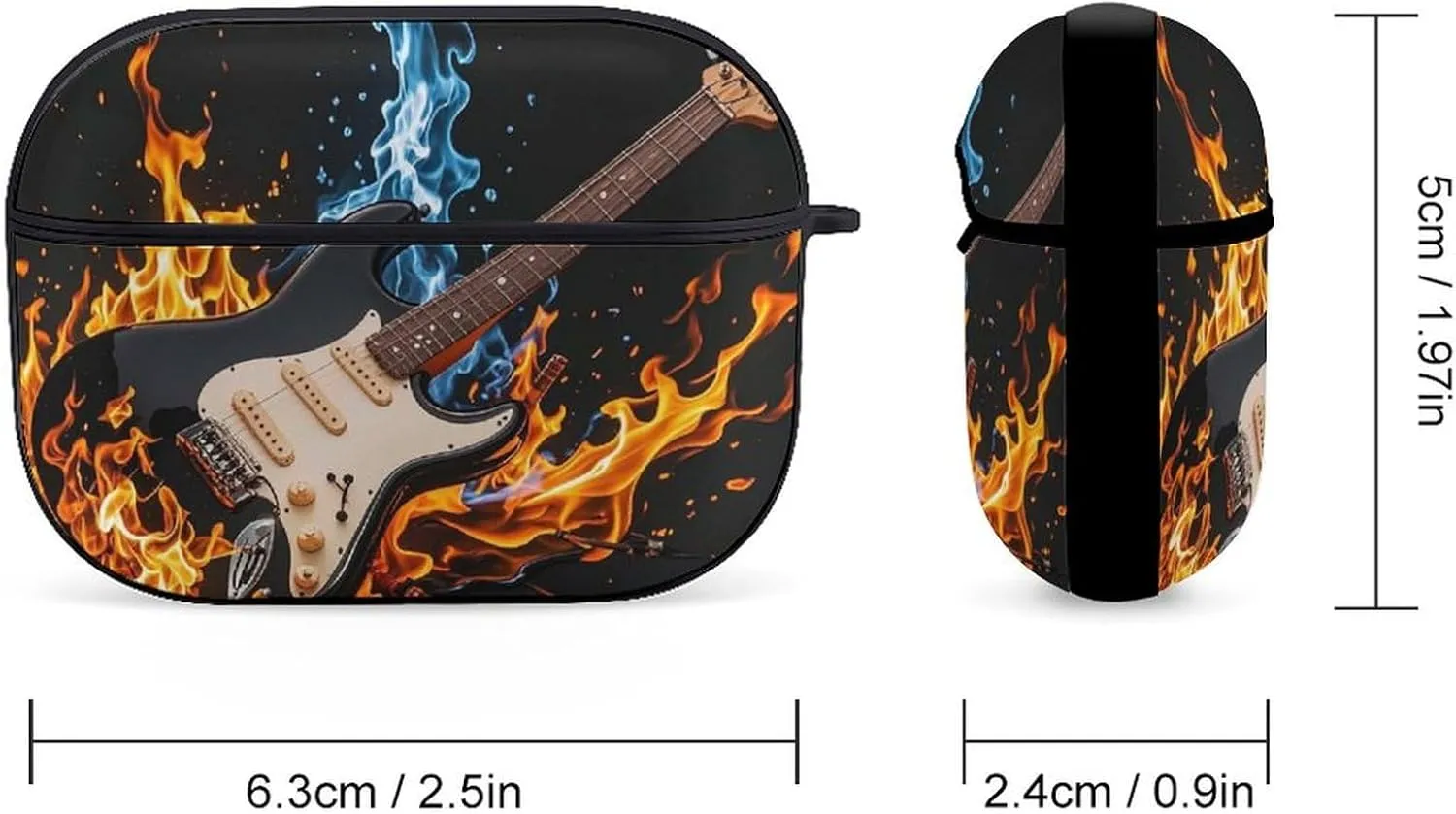 Airpods Pro Case for (2nd/1st Gen), Electric Guitar Music Airpods Pro 2 Cover, Earpods Case with Durable Carabiner, Earbud Cases Supports Wireless Charging Durable and Shockproof