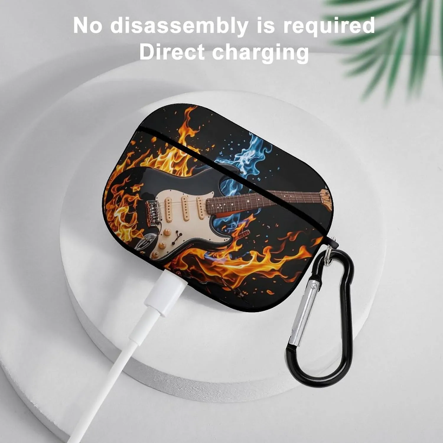 Airpods Pro Case for (2nd/1st Gen), Electric Guitar Music Airpods Pro 2 Cover, Earpods Case with Durable Carabiner, Earbud Cases Supports Wireless Charging Durable and Shockproof